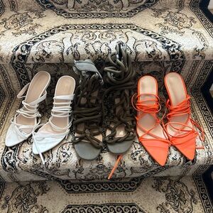 BUNDLE Lace-Up heels - White, Olive, and Orange